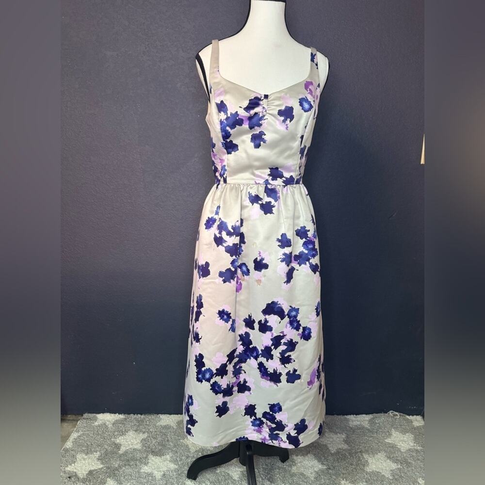 Cynthia Steffe Purple and White Floral Midi Dress | Size 8